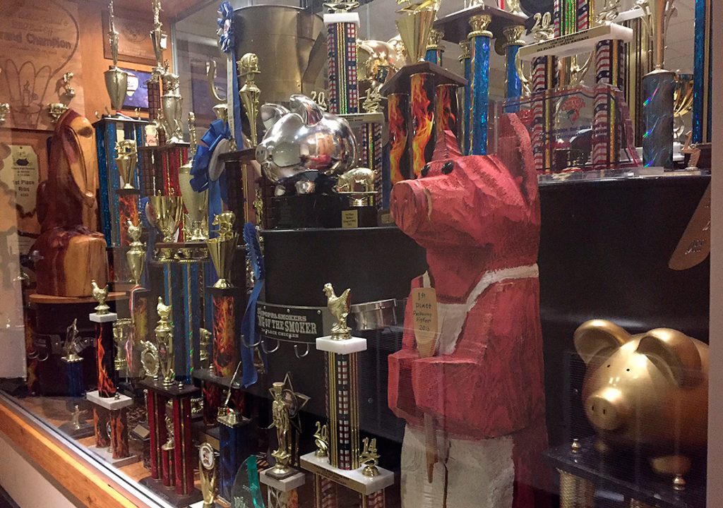 Smokey D's in Des Moines, Iowa trophies