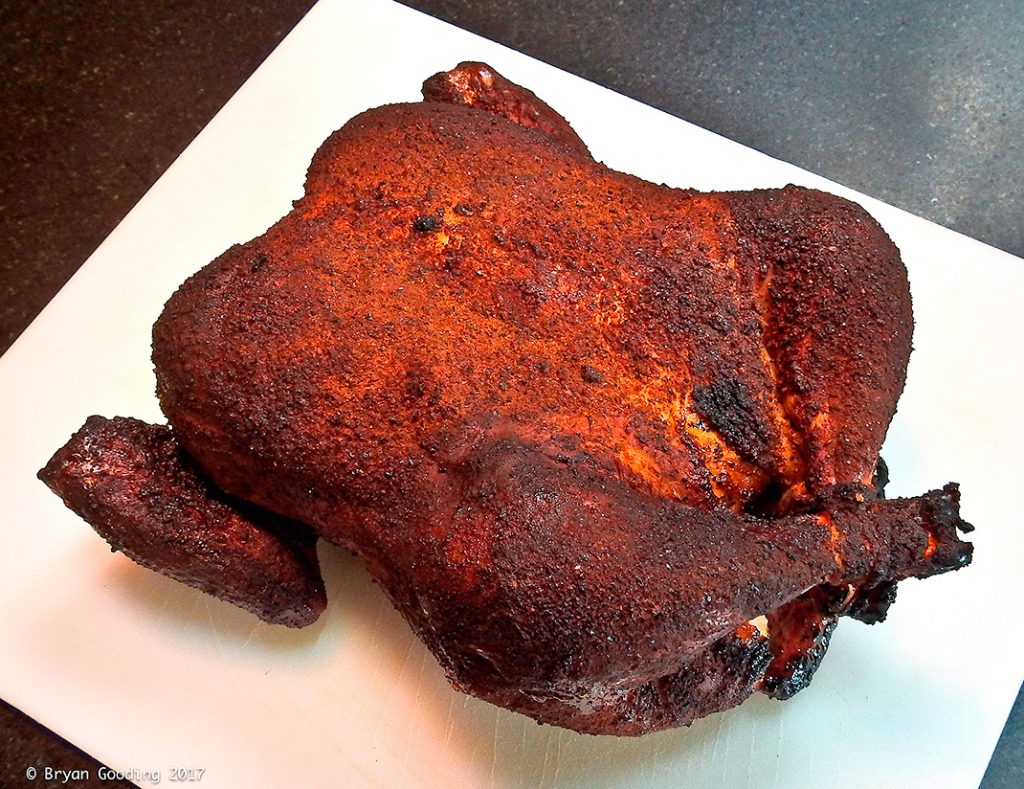 Photo of finished smoked chicken